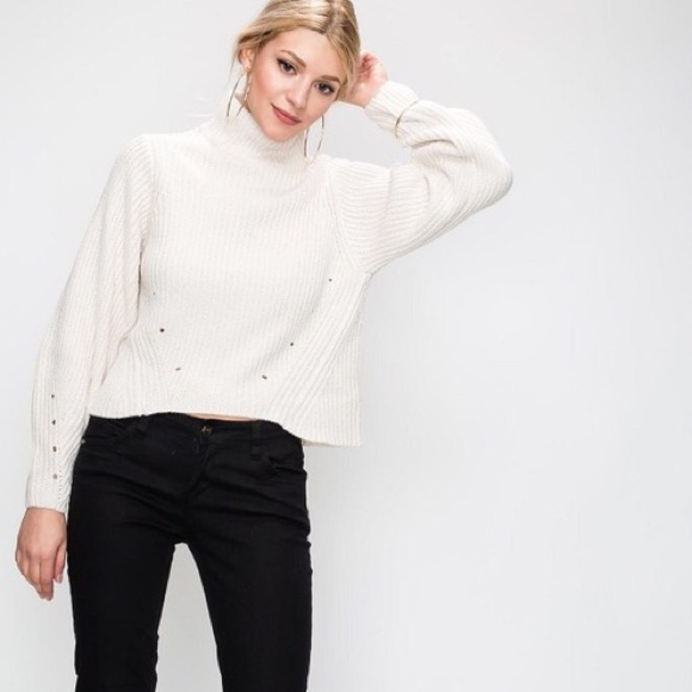 Cream Turtleneck Sweater